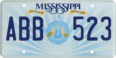 MS license plate ABB523
