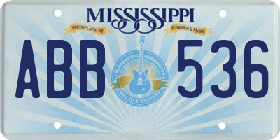 MS license plate ABB536