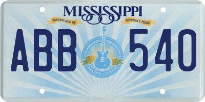 MS license plate ABB540