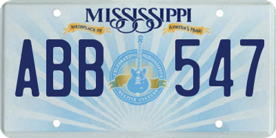 MS license plate ABB547