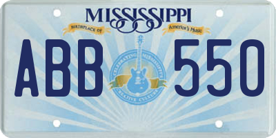 MS license plate ABB550