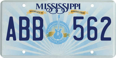 MS license plate ABB562