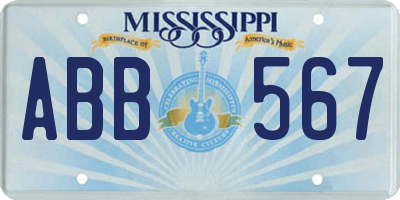 MS license plate ABB567