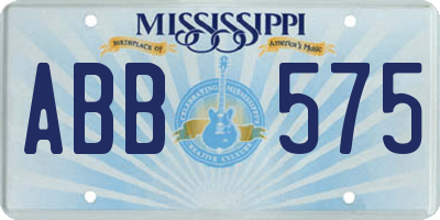 MS license plate ABB575