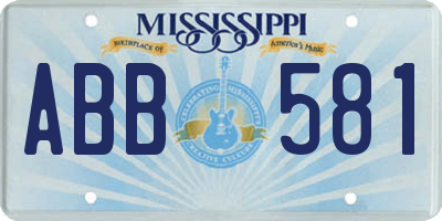 MS license plate ABB581