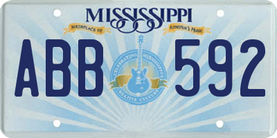 MS license plate ABB592