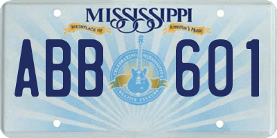 MS license plate ABB601