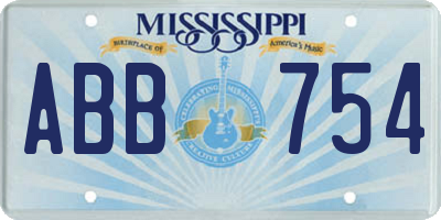 MS license plate ABB754