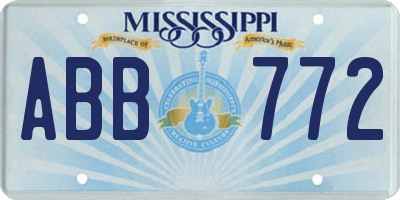 MS license plate ABB772