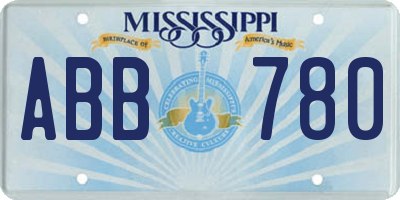 MS license plate ABB780