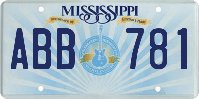 MS license plate ABB781