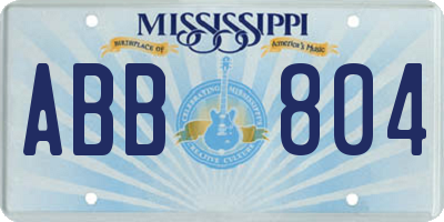 MS license plate ABB804