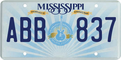 MS license plate ABB837