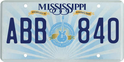 MS license plate ABB840