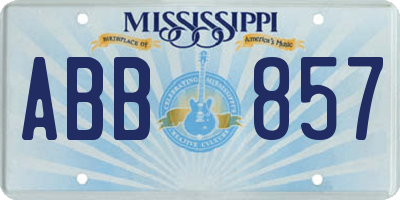 MS license plate ABB857
