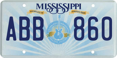 MS license plate ABB860