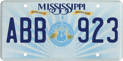 MS license plate ABB923