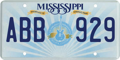 MS license plate ABB929