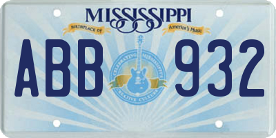 MS license plate ABB932