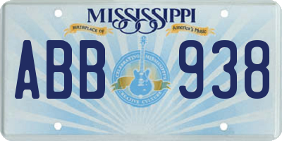MS license plate ABB938