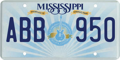 MS license plate ABB950