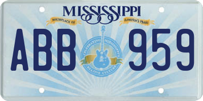 MS license plate ABB959