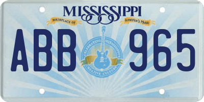MS license plate ABB965