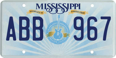 MS license plate ABB967