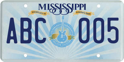MS license plate ABC005