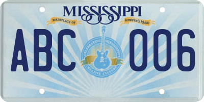 MS license plate ABC006