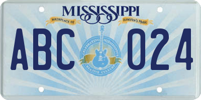 MS license plate ABC024