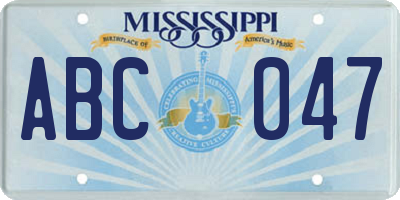 MS license plate ABC047