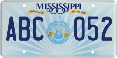MS license plate ABC052