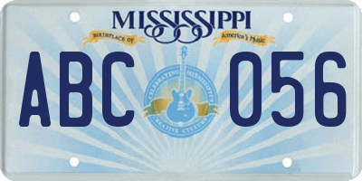 MS license plate ABC056