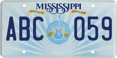 MS license plate ABC059