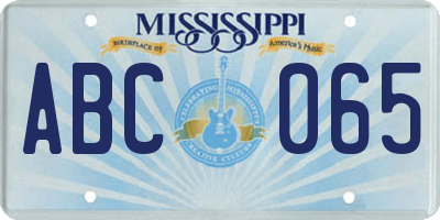 MS license plate ABC065