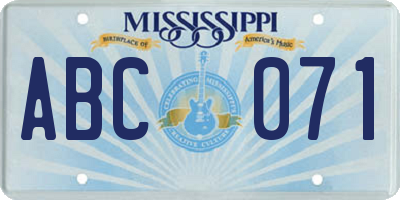 MS license plate ABC071