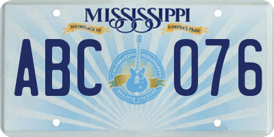 MS license plate ABC076
