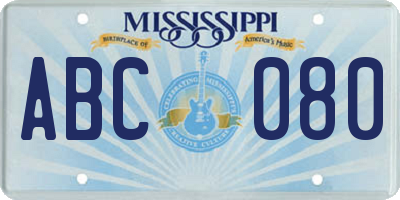 MS license plate ABC080