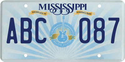 MS license plate ABC087