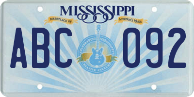MS license plate ABC092
