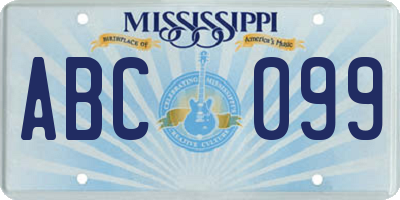 MS license plate ABC099