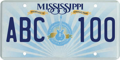 MS license plate ABC100