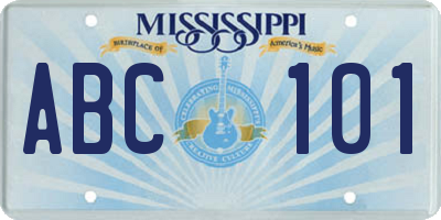 MS license plate ABC101