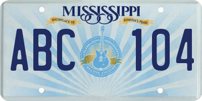 MS license plate ABC104