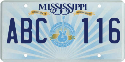 MS license plate ABC116