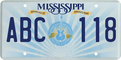 MS license plate ABC118