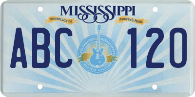 MS license plate ABC120