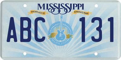MS license plate ABC131