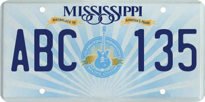 MS license plate ABC135
